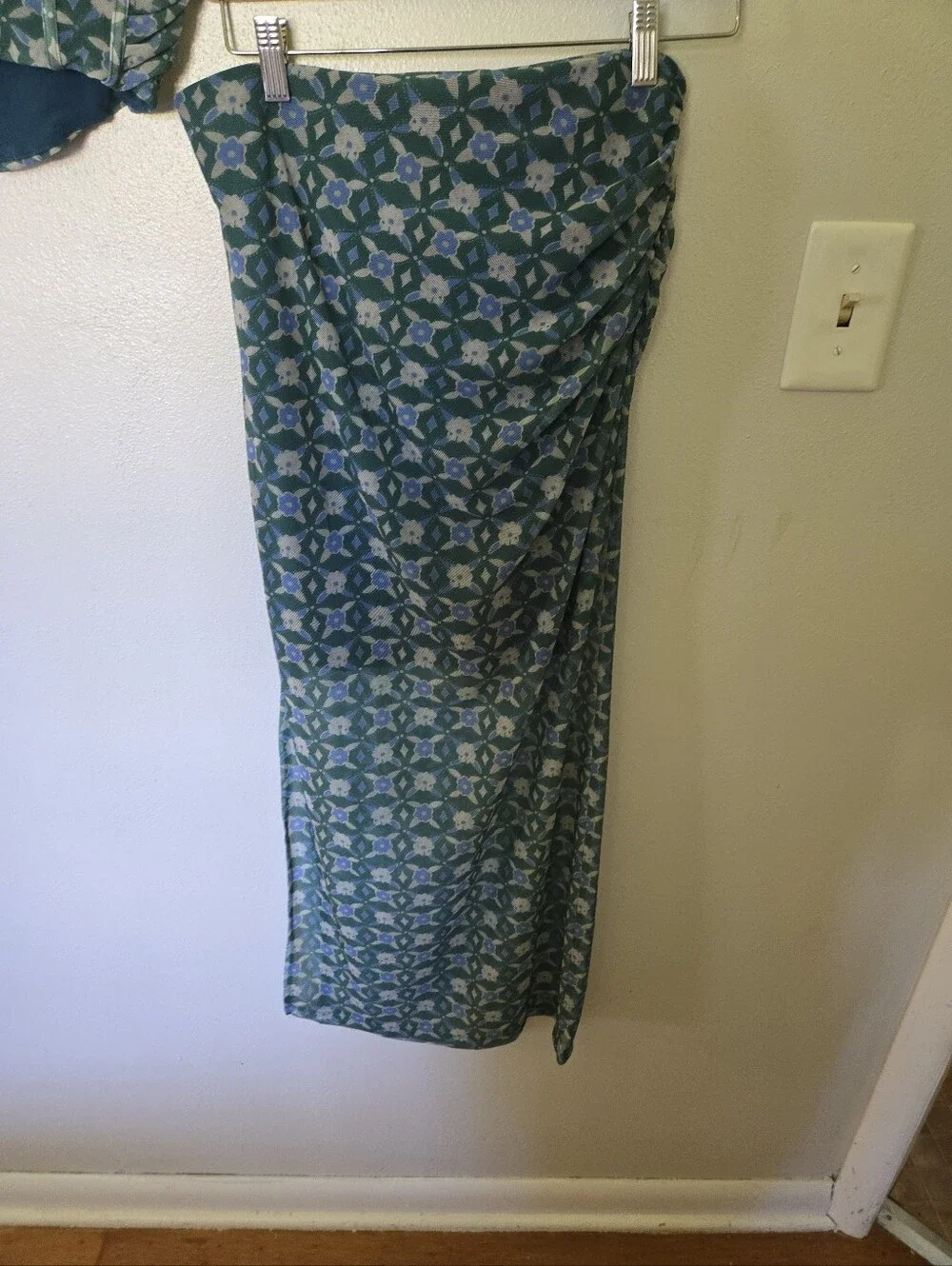 Free People Galaxy Corset Set in Green Combo Skirt Top M